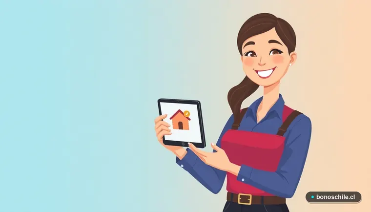 Mujer joven actualizando su Registro Social de Hogares en un dispositivo digital