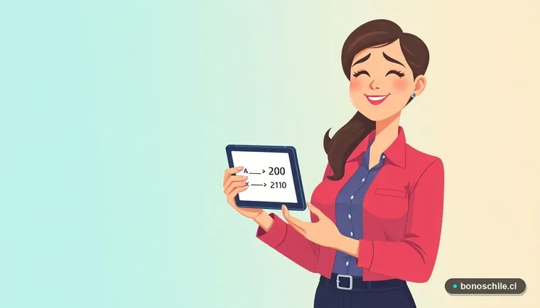Mujer calculando el monto de un pago automático estatal en Chile con tablet digital