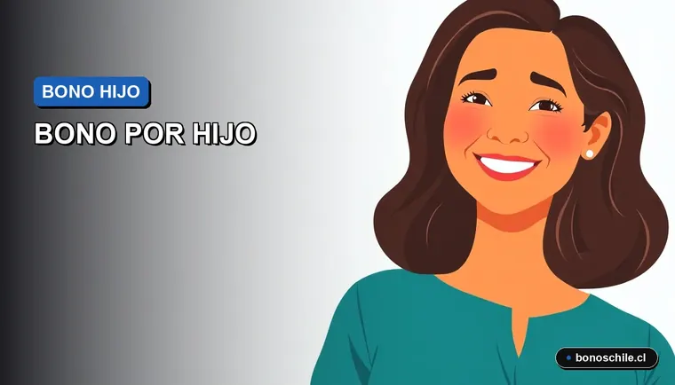 Ilustración vectorial plana de una madre chilena sonriendo, sobre fondo degradado, representando la guía para calcular el bono por hijo en el aumento de pensión.