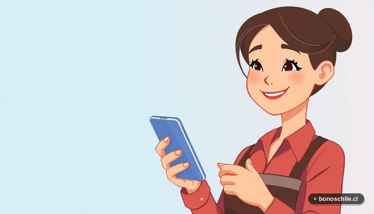 Mujer joven revisando un error en su celular al consultar la Pensión Garantizada Universal del IPS.