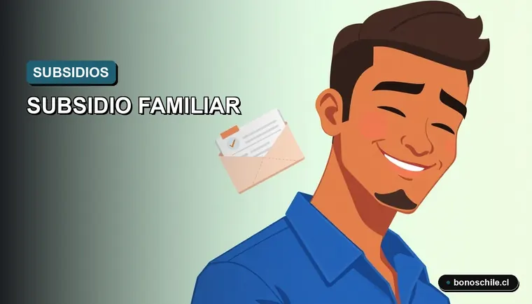 Ilustración vectorial plana de un trabajador chileno sonriente junto a un calendario de pagos y un folder de documentos, sobre fondo degradado azul y verde.