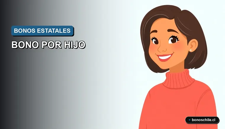 Ilustración vectorial plana de una madre chilena sonriendo, sobre fondo degradado, representando la postulación a beneficios familiares del estado.