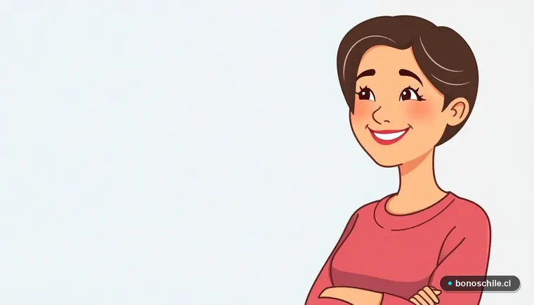 Ilustración de madre chilena revisando información sobre el Bono por Hijo de Pensión