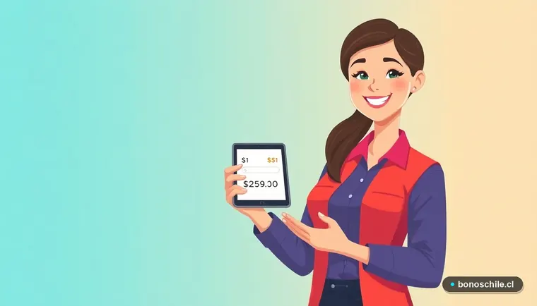 Joven chilena calculando el monto del Subsidio al Empleo Joven en una tablet digital.