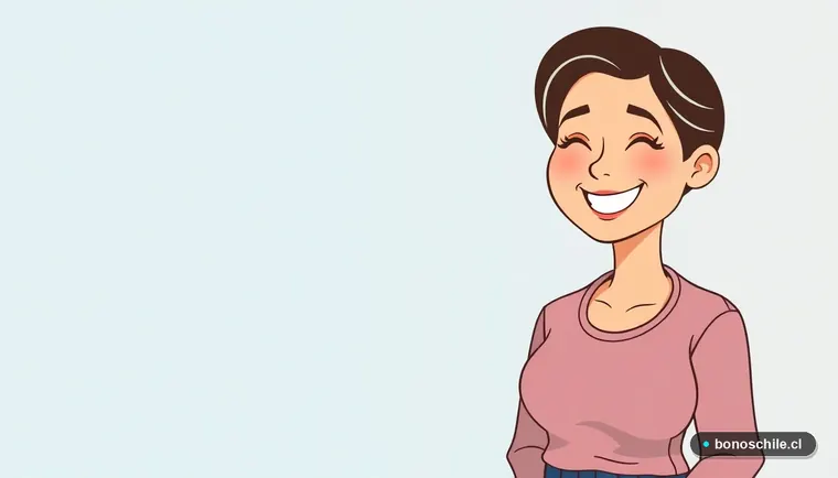 Ilustración de madre chilena consultando información sobre subsidios familiares.