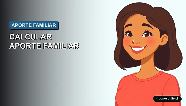 Ilustración vectorial plana de una madre chilena sonriendo, sobre fondo degradado, representando la guía para calcular el Aporte Familiar Permanente.