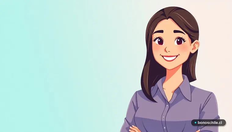 Mujer joven revisando postulación a bonos del estado con expresión de alivio