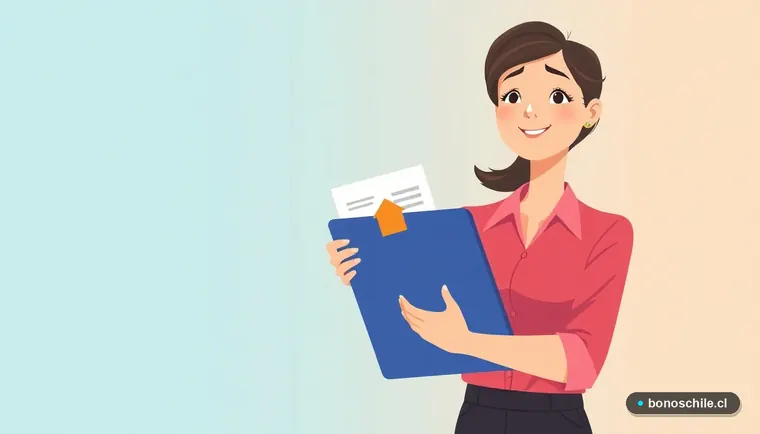 Ilustración de mujer chilena con plantilla de carta compromiso de ahorro DS1 para subsidio habitacional.