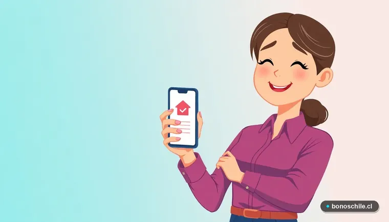 Joven realiza postulación online al subsidio de arriendo desde su teléfono móvil.