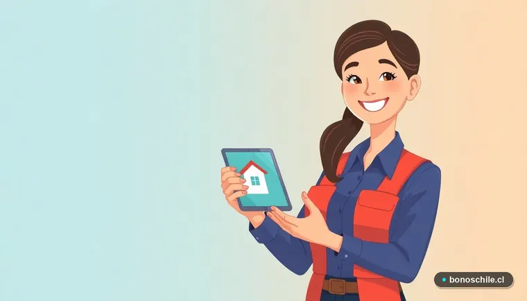 Mujer joven revisando postulación al subsidio de arriendo en tablet digital