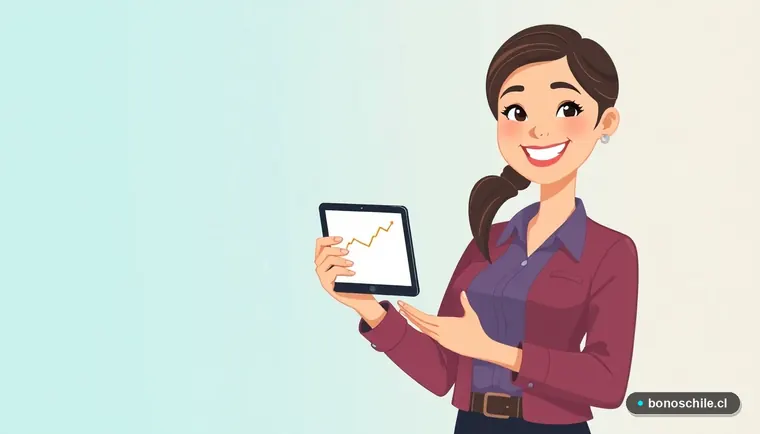 Ilustración de una trabajadora chilena consultando información sobre el Subsidio Unificado al Empleo.